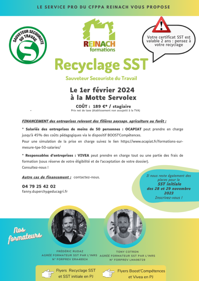 OCAPIAT Boost – MAC SST 1er févr 2024 + rappel SST ini 28-29 nov